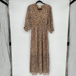 Maison Hotel Bohemian Boho Wrap Style Floral Maxi Dress XS